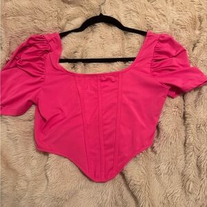 Pink Puff Sleeve Women's Top